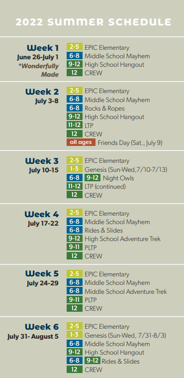 Jburg Schedule